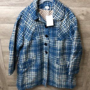 Anne Elisabeth Size 6 US Tweed Blue Coat Manteau